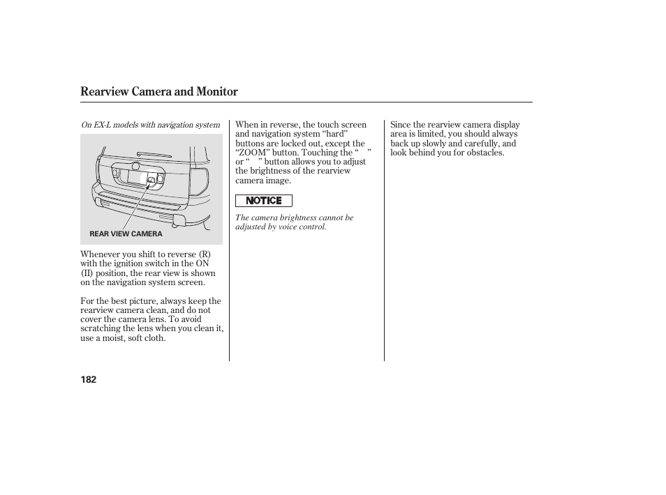 Rearview camera and monitor | HONDA 00X31-S9V-6502 User Manual | Page 188 / 330