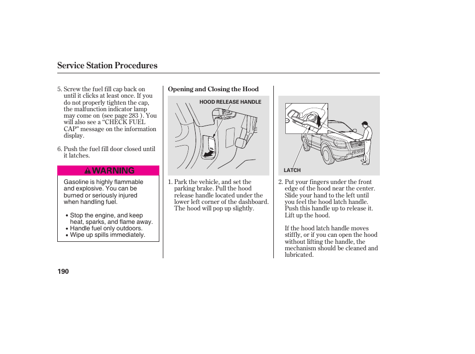 Service station procedures | HONDA 00X31-S9V-6502 User Manual | Page 196 / 330