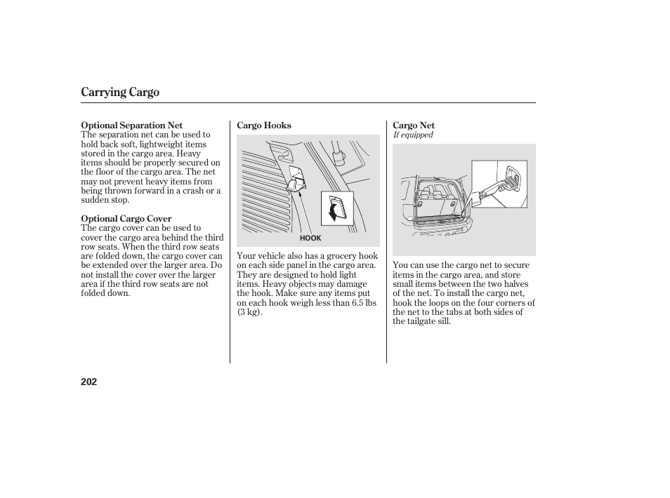 Carrying cargo | HONDA 00X31-S9V-6502 User Manual | Page 208 / 330