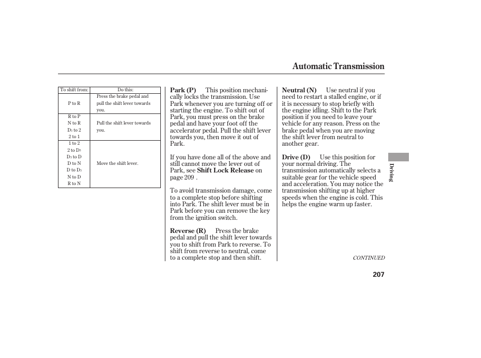 Automatic transmission | HONDA 00X31-S9V-6502 User Manual | Page 213 / 330