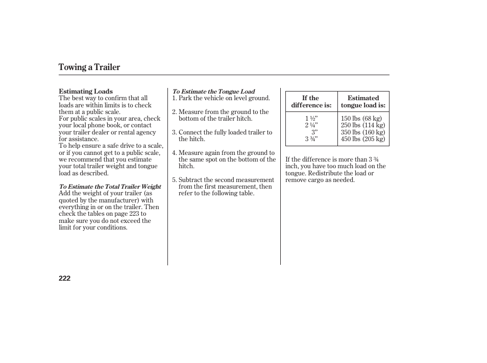 Towing a trailer | HONDA 00X31-S9V-6502 User Manual | Page 228 / 330