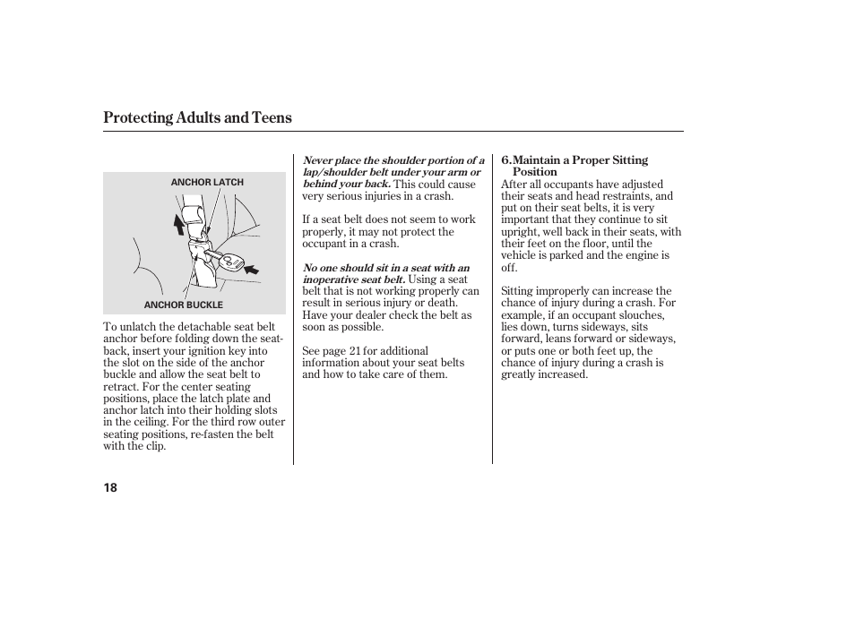 Protecting adults and teens | HONDA 00X31-S9V-6502 User Manual | Page 24 / 330