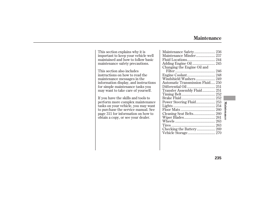 Maintenance | HONDA 00X31-S9V-6502 User Manual | Page 241 / 330