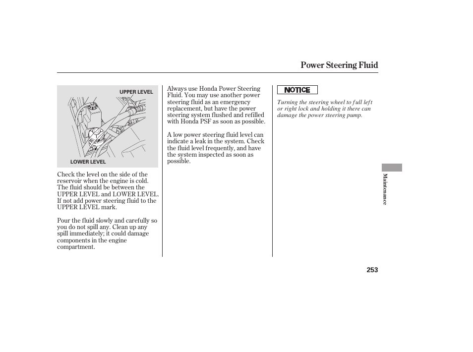 Power steering fluid | HONDA 00X31-S9V-6502 User Manual | Page 259 / 330