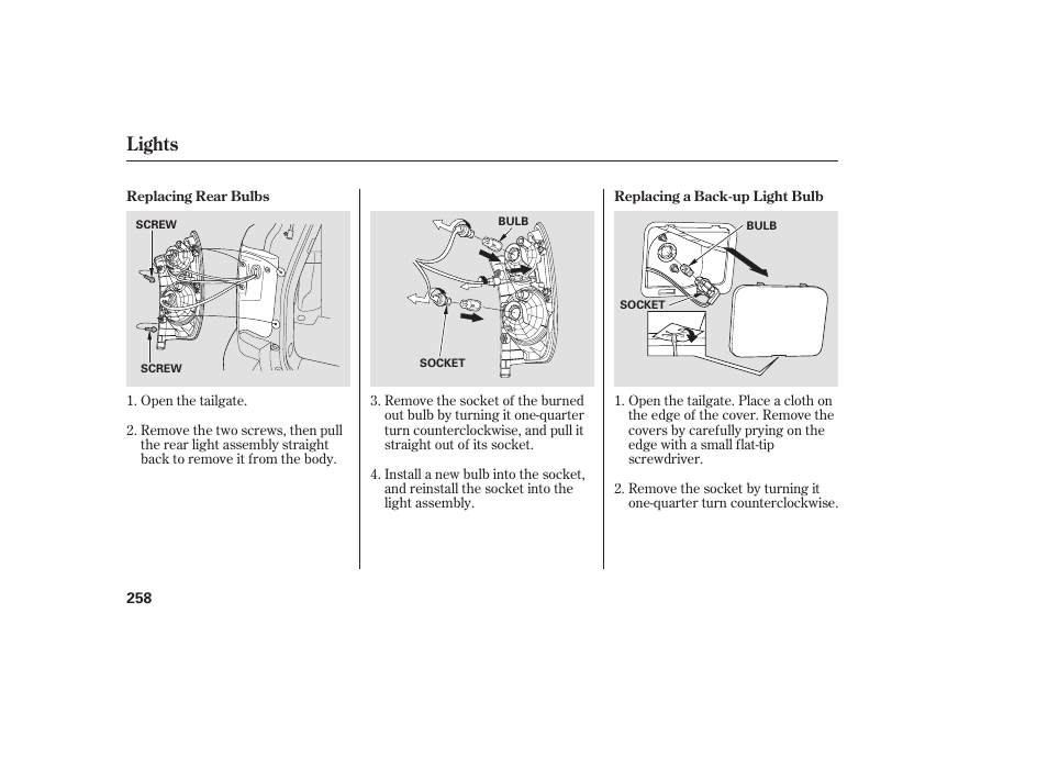 Lights | HONDA 00X31-S9V-6502 User Manual | Page 264 / 330