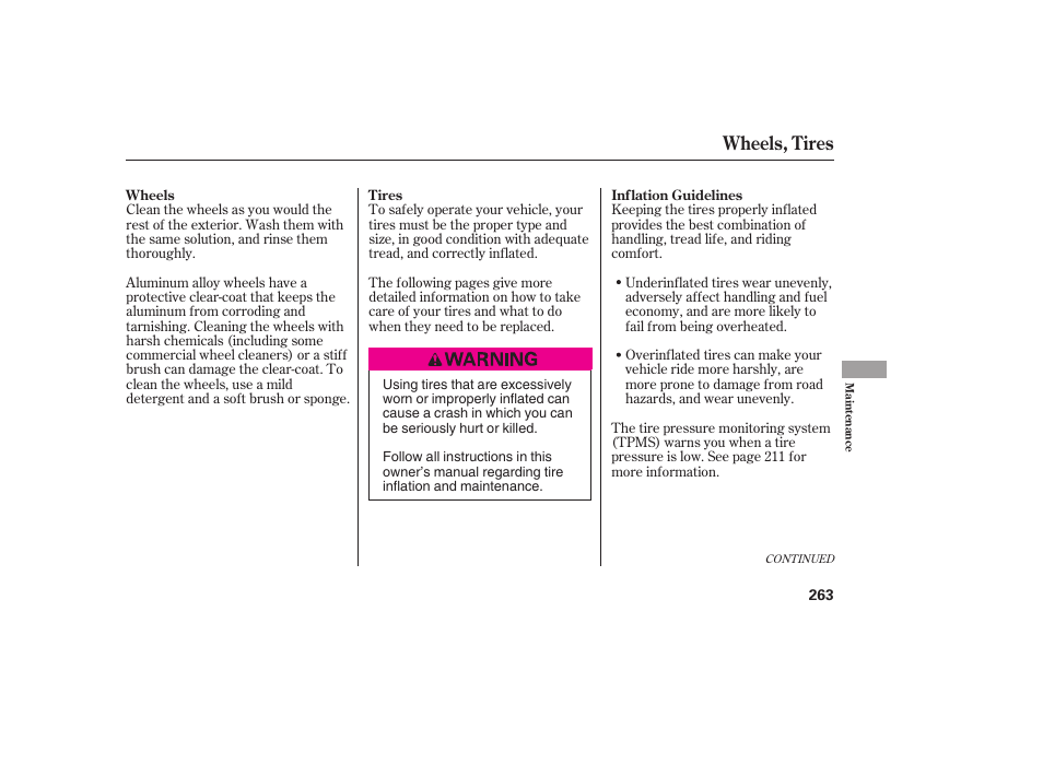 Wheels, tires | HONDA 00X31-S9V-6502 User Manual | Page 269 / 330