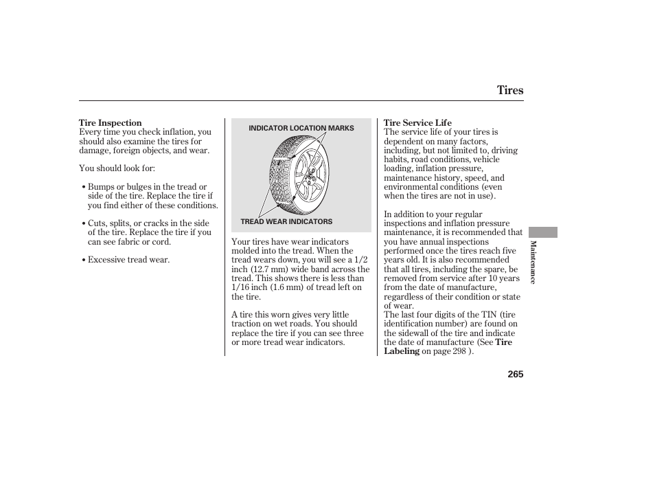 Tires | HONDA 00X31-S9V-6502 User Manual | Page 271 / 330