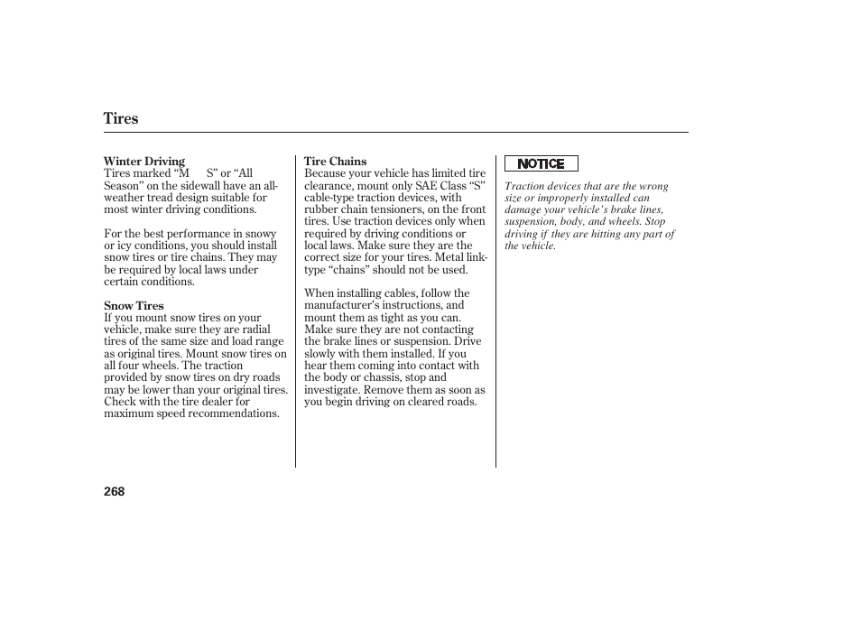 Tires | HONDA 00X31-S9V-6502 User Manual | Page 274 / 330