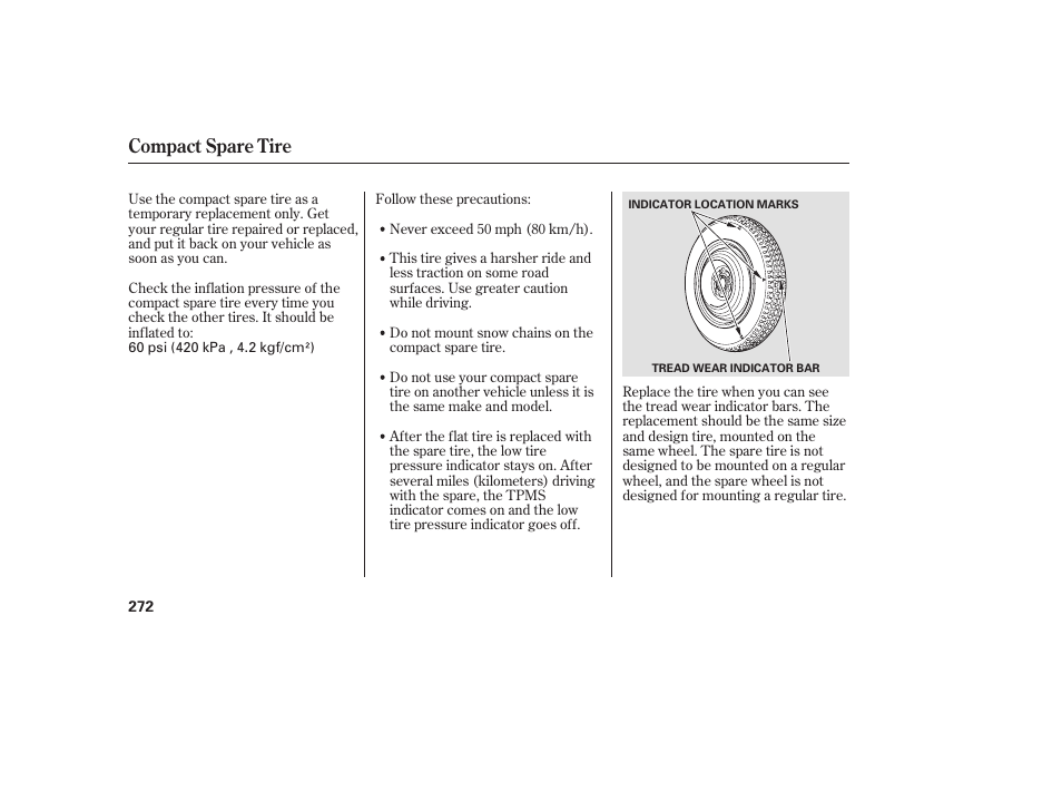 Compact spare tire | HONDA 00X31-S9V-6502 User Manual | Page 278 / 330