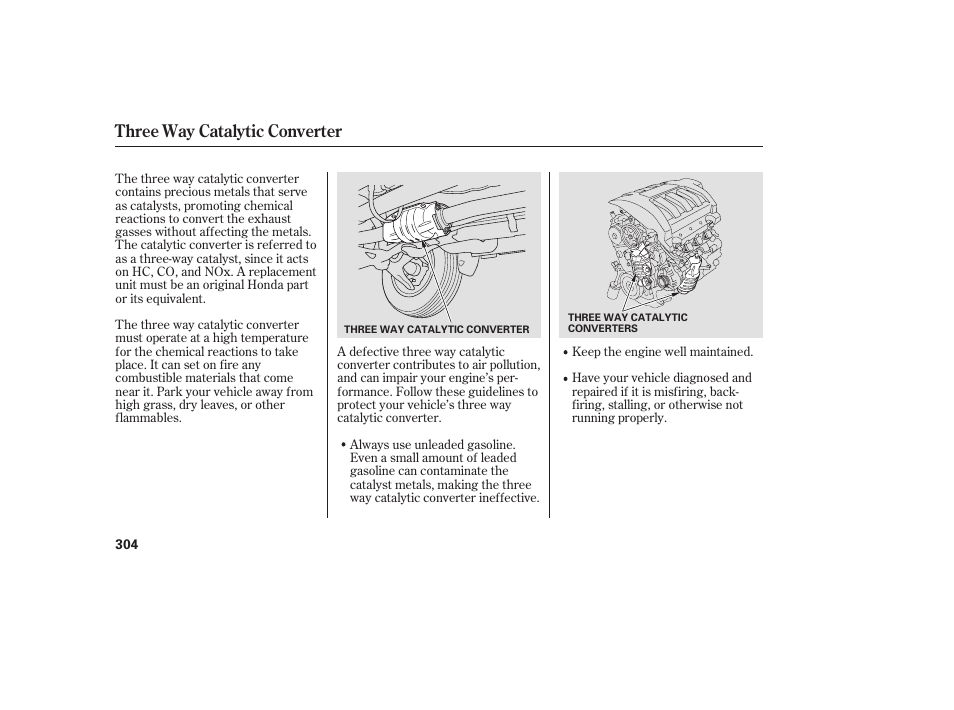 Three way catalytic converter | HONDA 00X31-S9V-6502 User Manual | Page 310 / 330