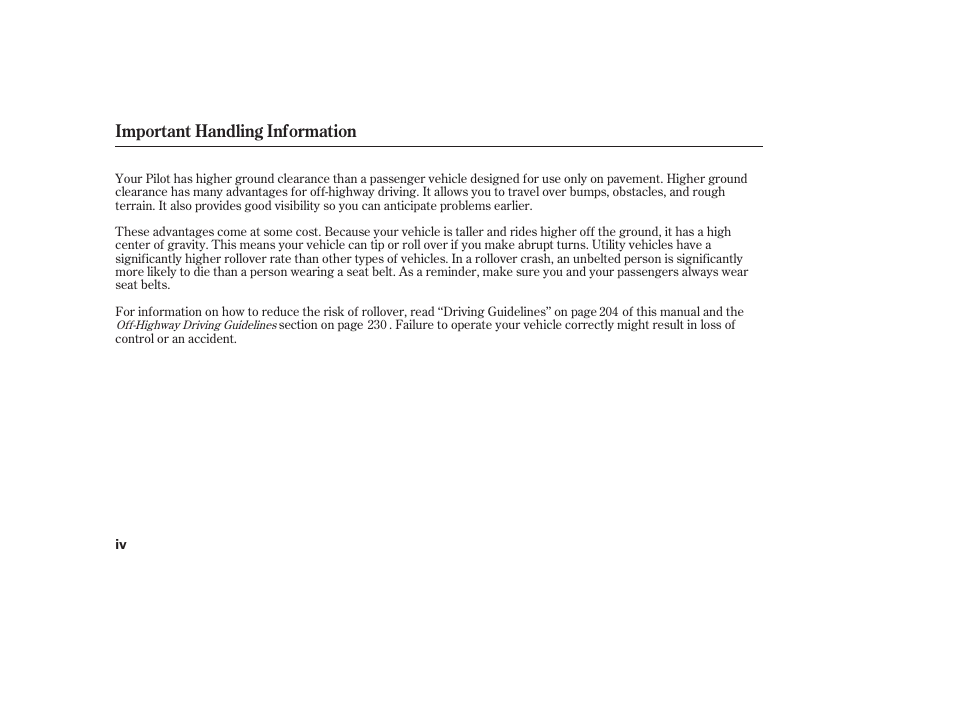 Important handling information | HONDA 00X31-S9V-6502 User Manual | Page 6 / 330