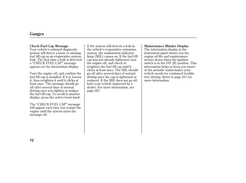 Gauges | HONDA 00X31-S9V-6502 User Manual | Page 78 / 330