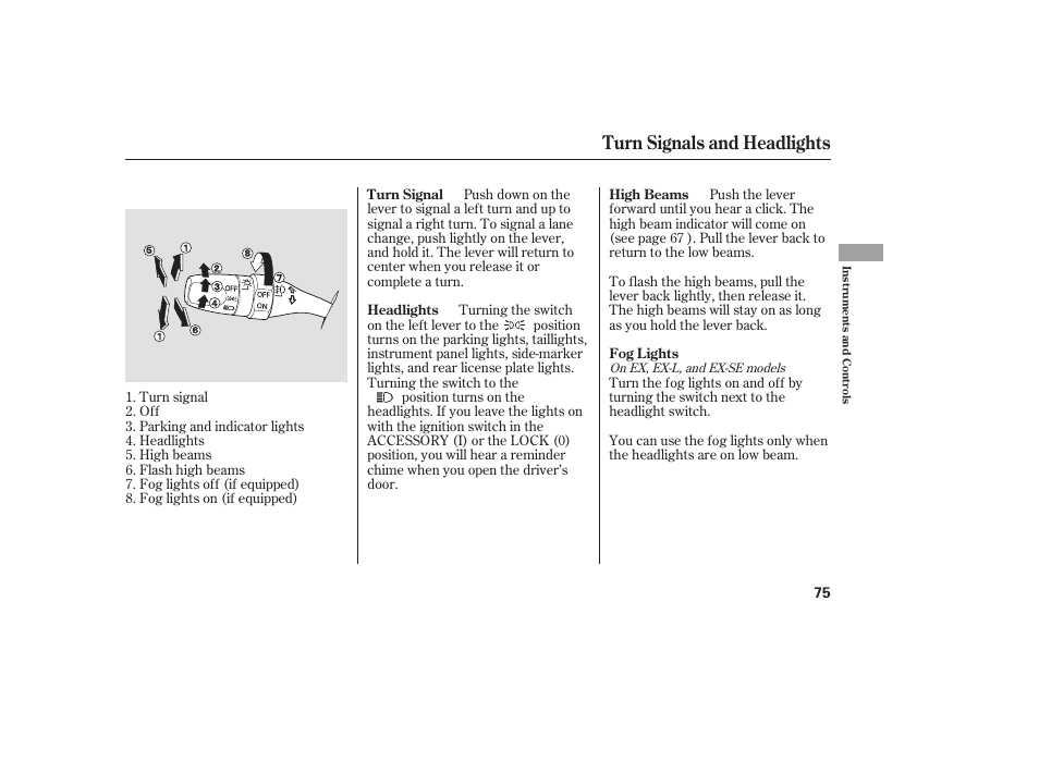 Turn signals and headlights | HONDA 00X31-S9V-6502 User Manual | Page 81 / 330