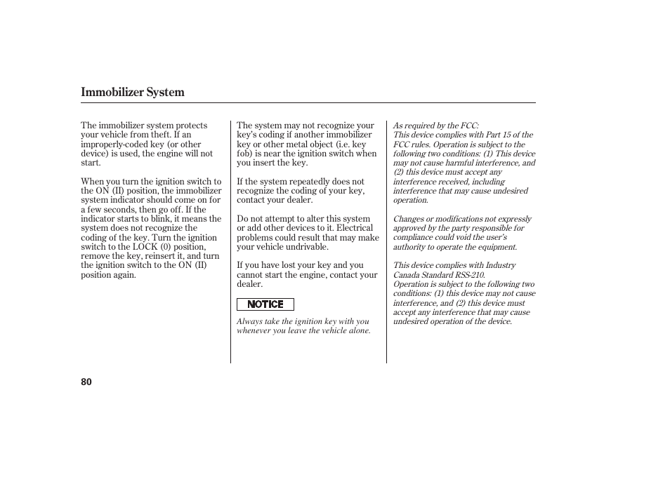 Immobilizer system | HONDA 00X31-S9V-6502 User Manual | Page 86 / 330