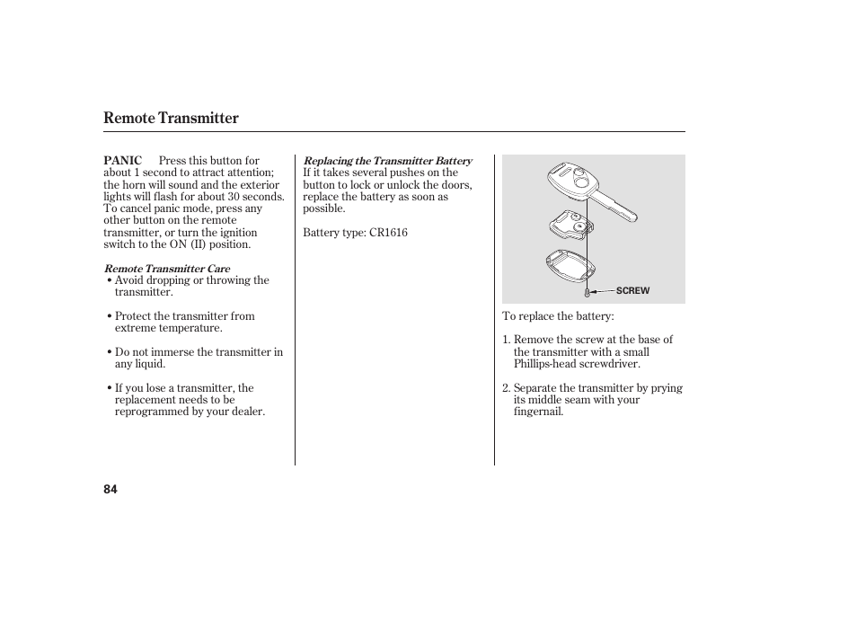 Remote transmitter | HONDA 00X31-S9V-6502 User Manual | Page 90 / 330