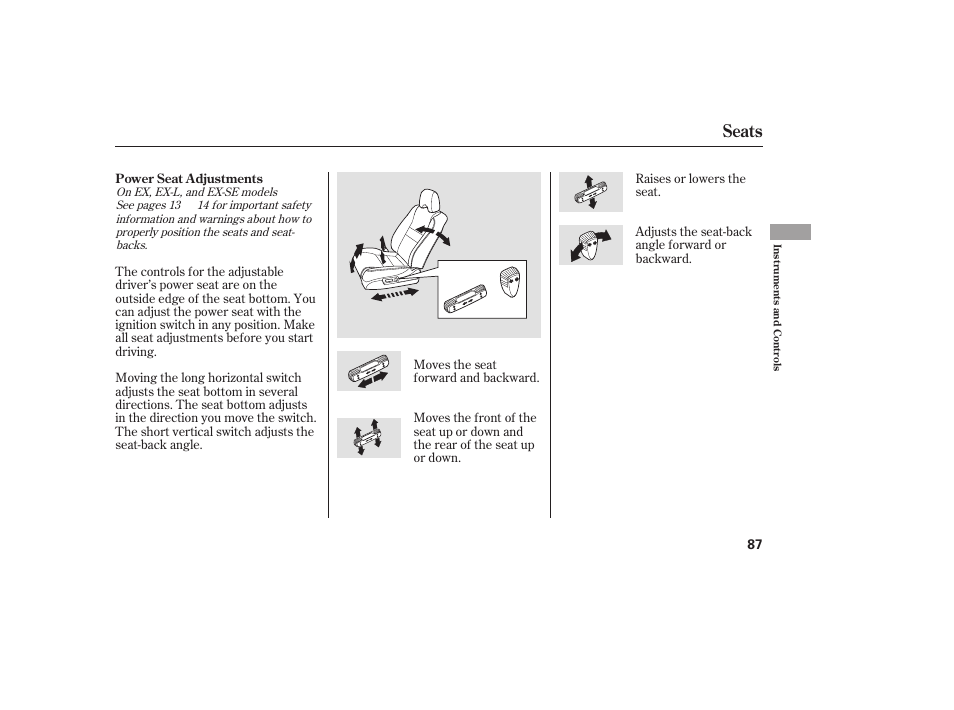 Seats | HONDA 00X31-S9V-6502 User Manual | Page 93 / 330