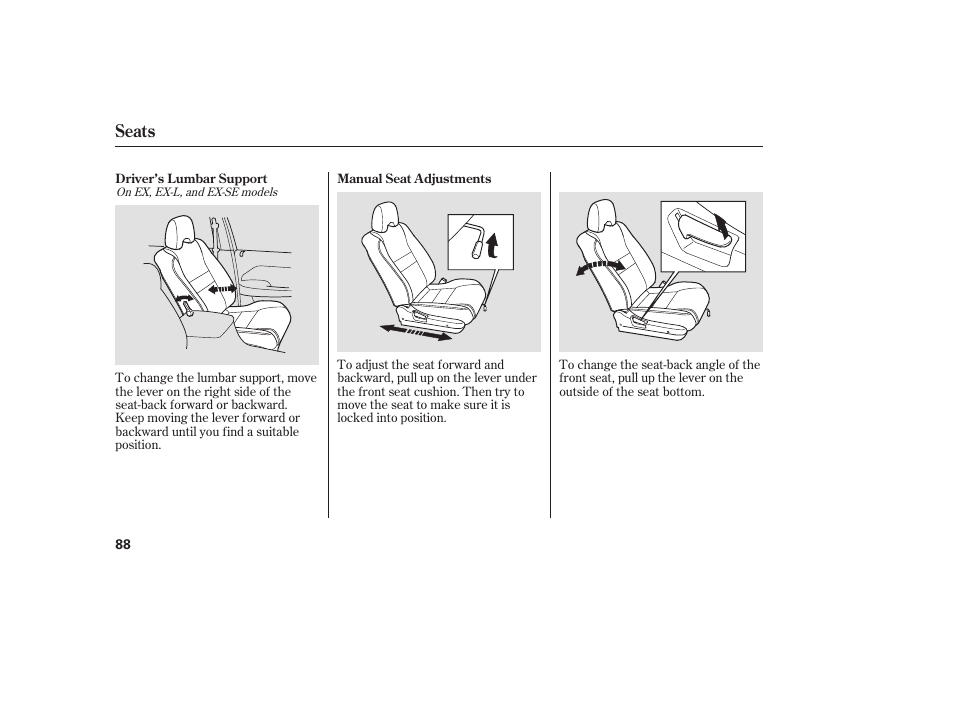 Seats | HONDA 00X31-S9V-6502 User Manual | Page 94 / 330