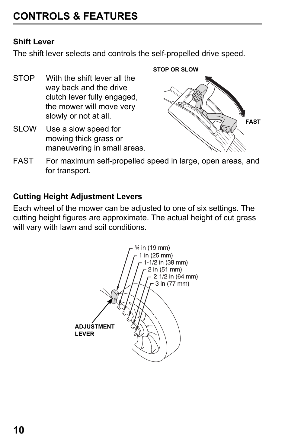 Controls & features 10 | HONDA Honda HRB217HXA User Manual | Page 12 / 76