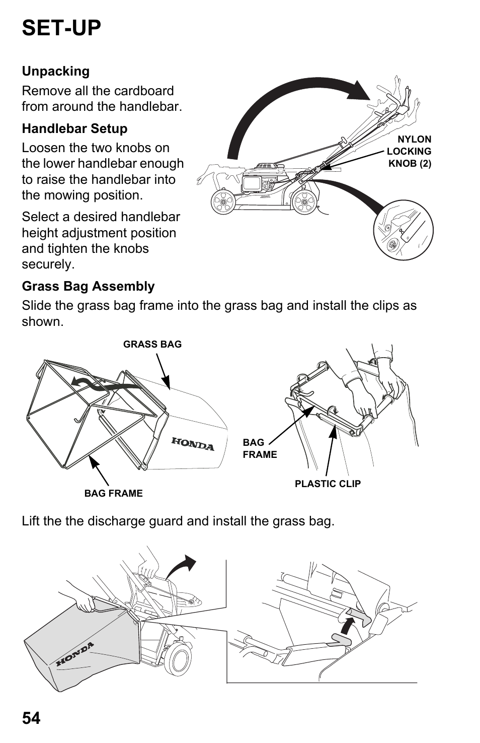 Set-up | HONDA Honda HRB217HXA User Manual | Page 56 / 76