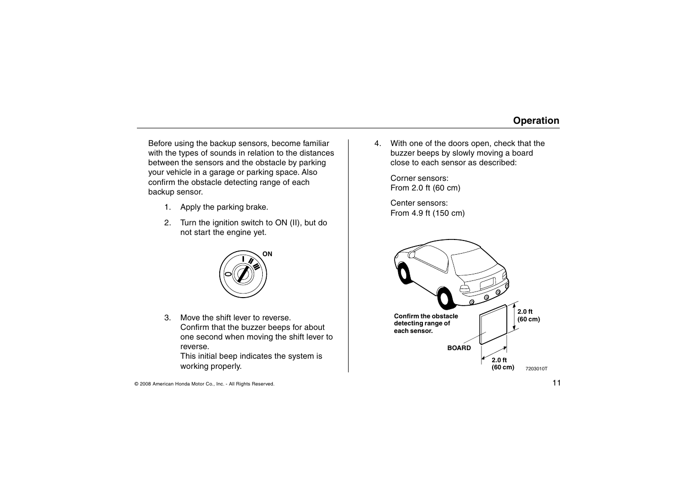 HONDA Backup Sensors TSX User Manual | Page 11 / 16