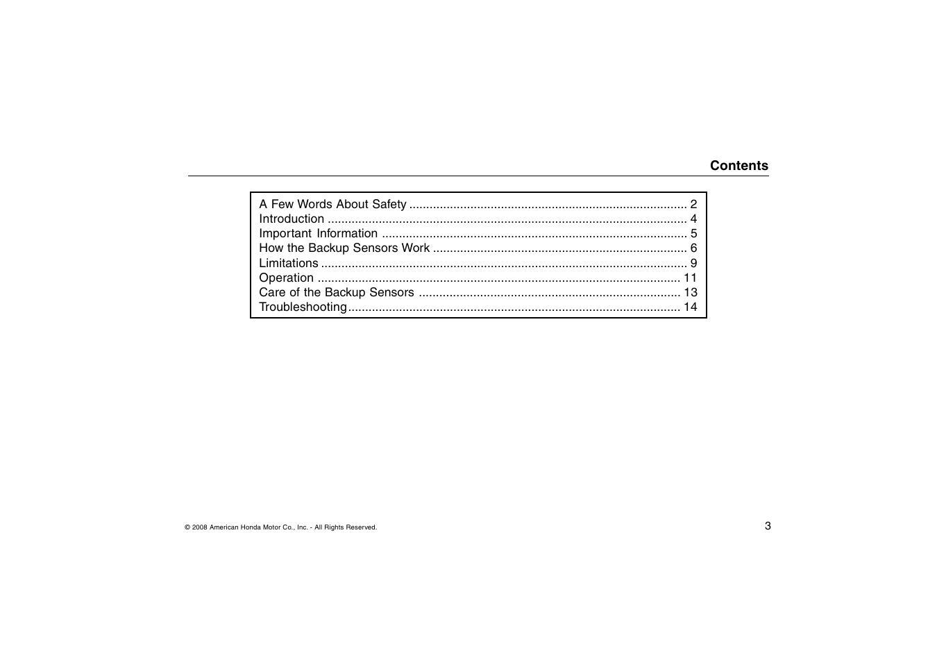 HONDA Backup Sensors TSX User Manual | Page 3 / 16