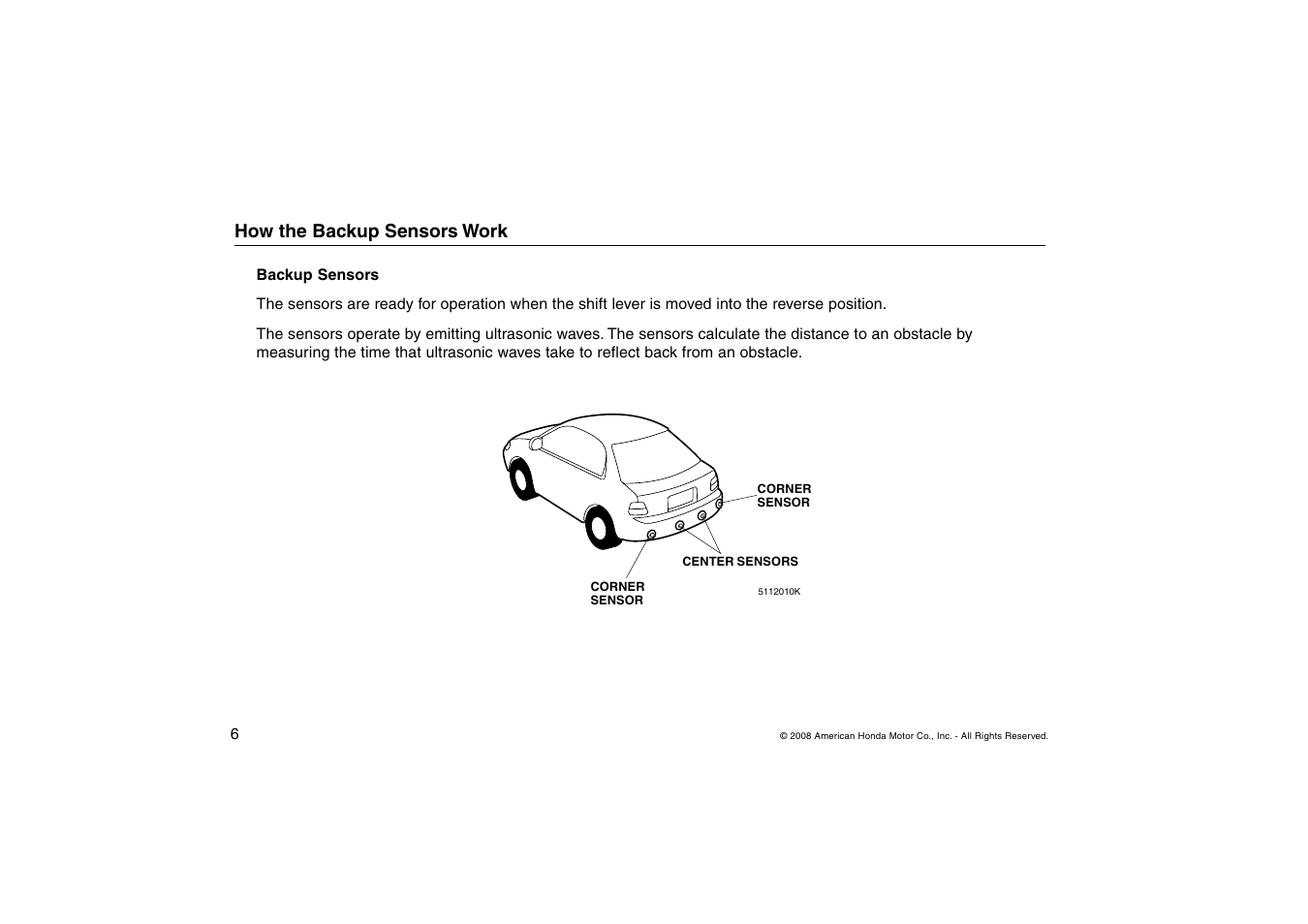 HONDA Backup Sensors TSX User Manual | Page 6 / 16