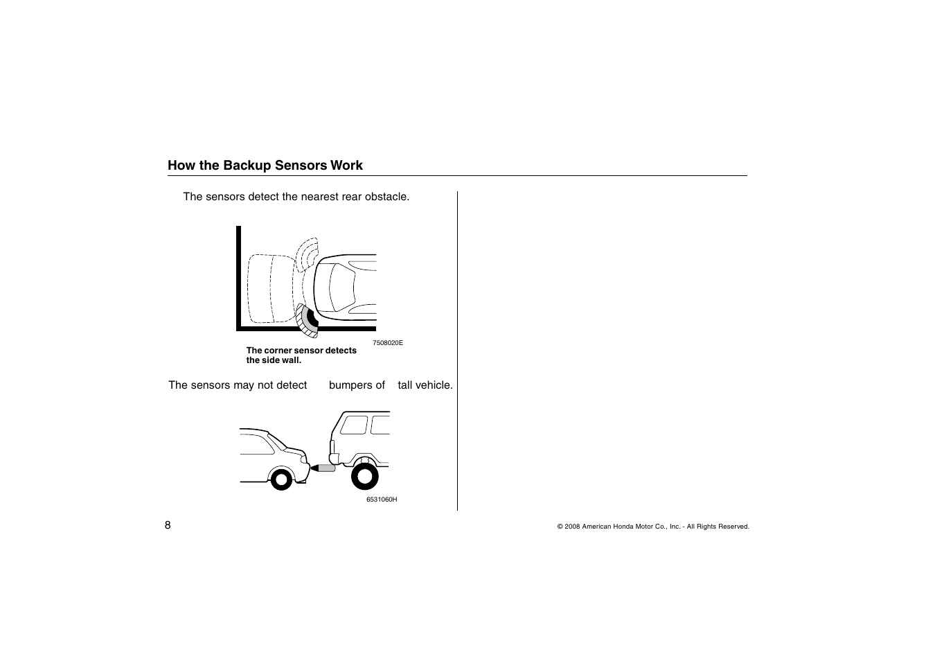 HONDA Backup Sensors TSX User Manual | Page 8 / 16