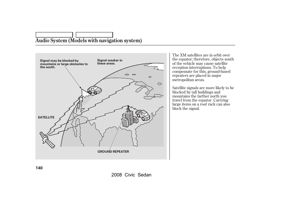 Audio system (models with navigation system) | HONDA 2008 Civic Sedan User Manual | Page 143 / 324