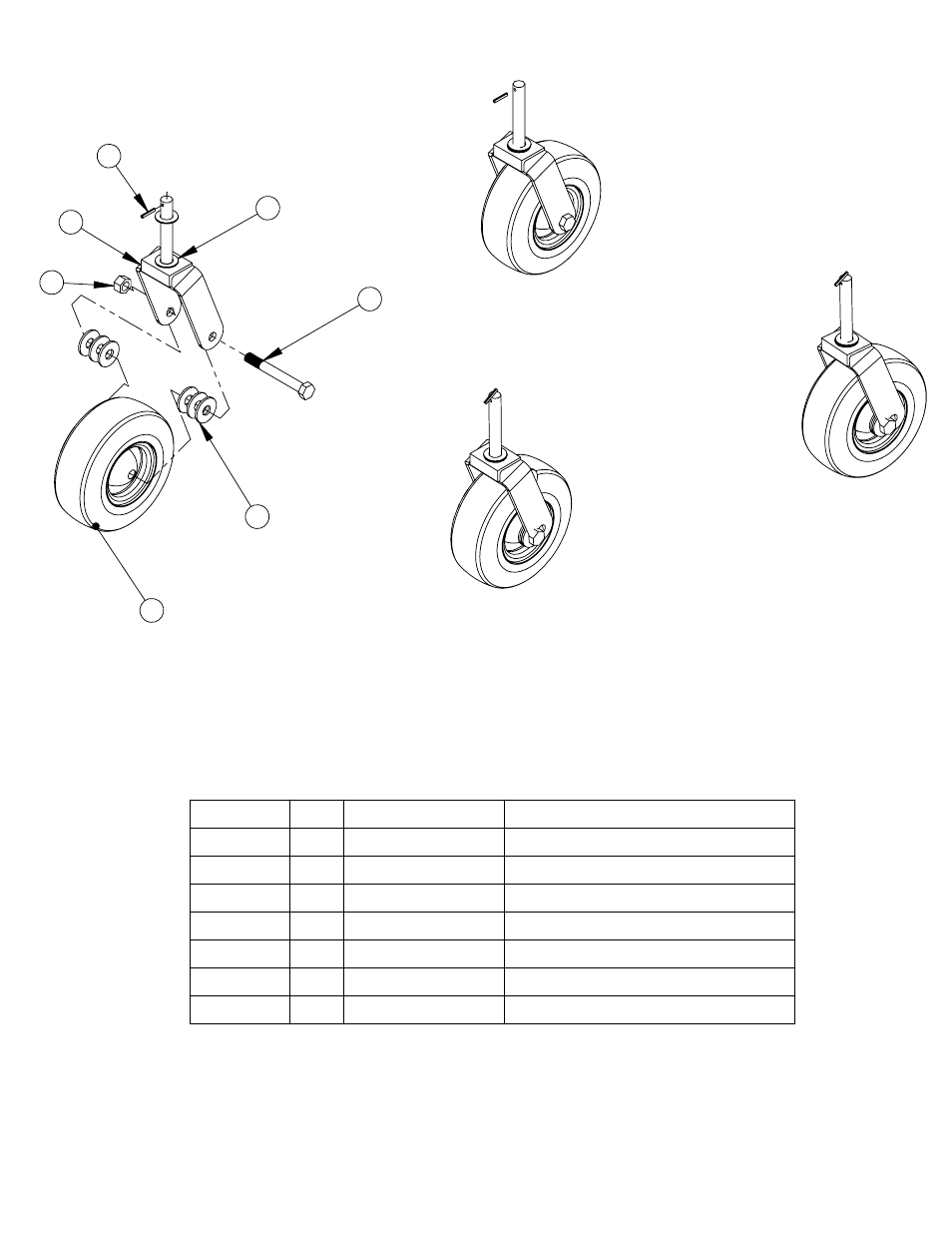 Wheel caster assembly parts list | HONDA Quicksilver 54 User Manual | Page 15 / 23