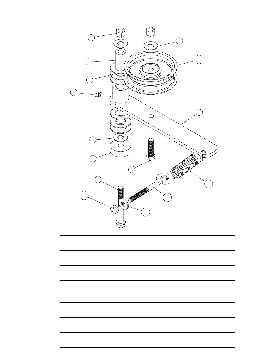 Belt tensioner assembly parts list | HONDA Quicksilver 54 User Manual | Page 19 / 23