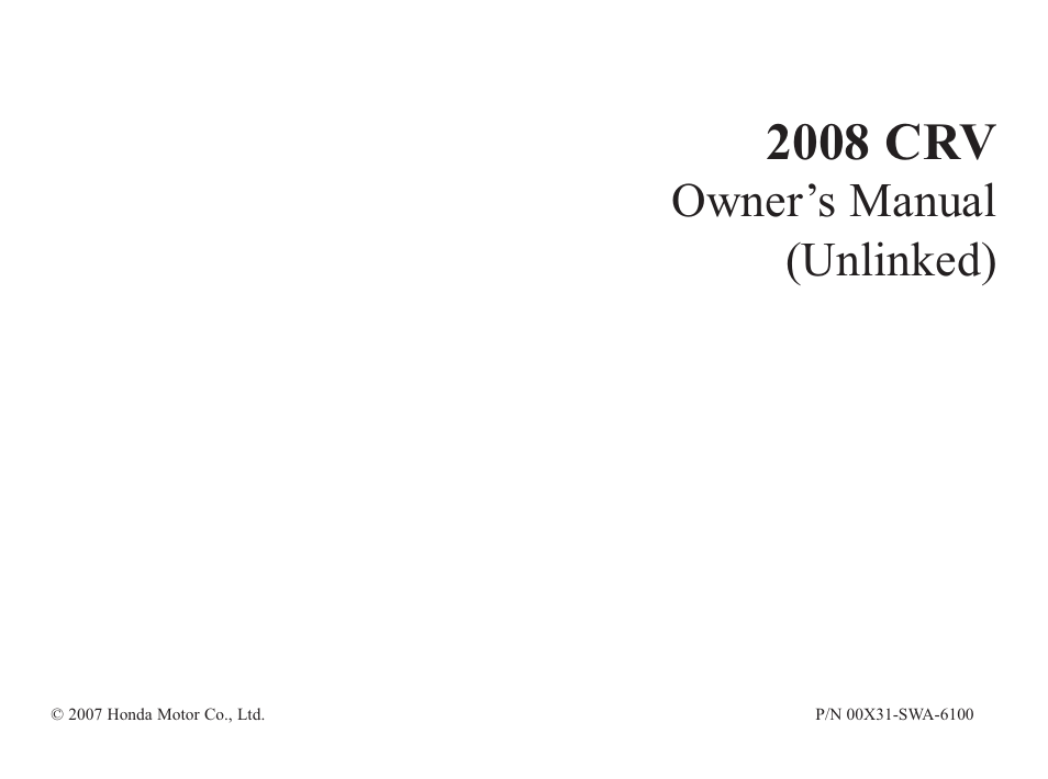 HONDA 2008 User Manual | 374 pages