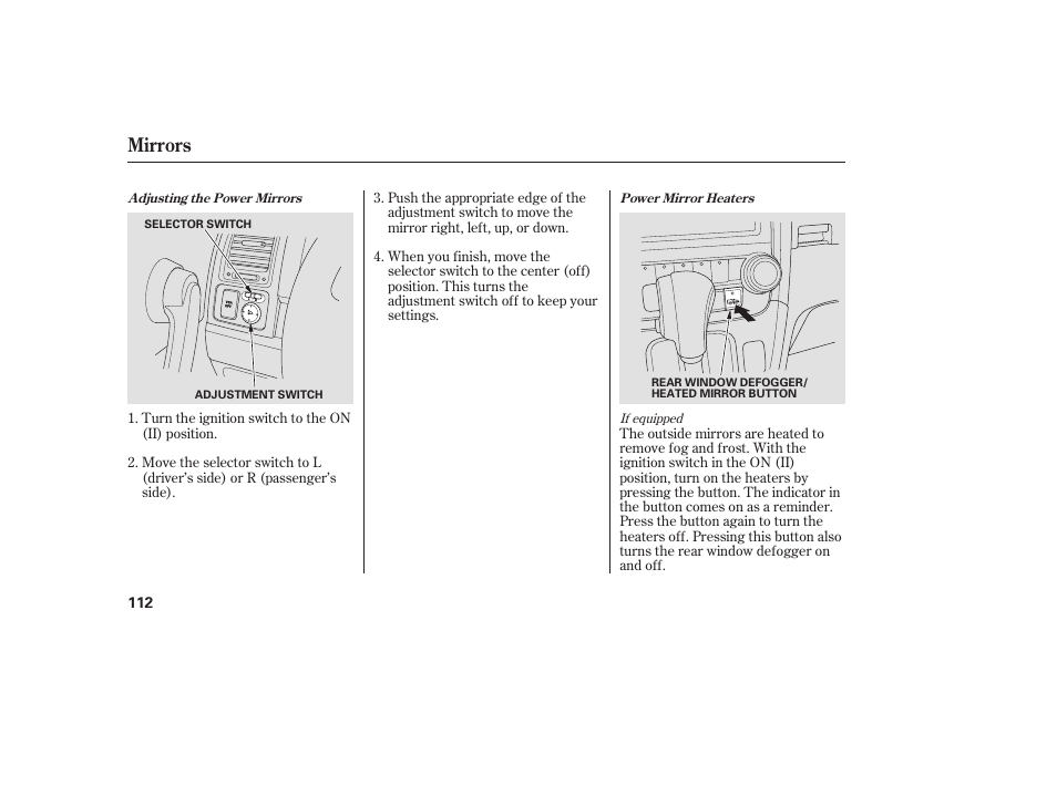 Mirrors | HONDA 2008 User Manual | Page 118 / 374