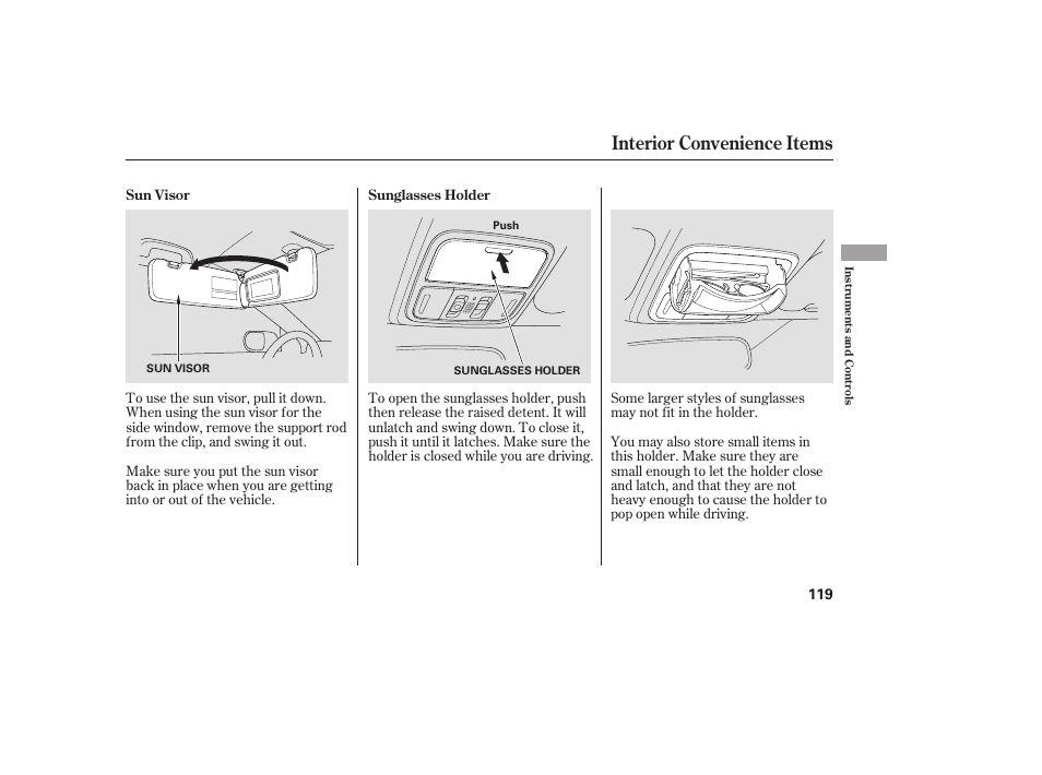 Interior convenience items | HONDA 2008 User Manual | Page 125 / 374