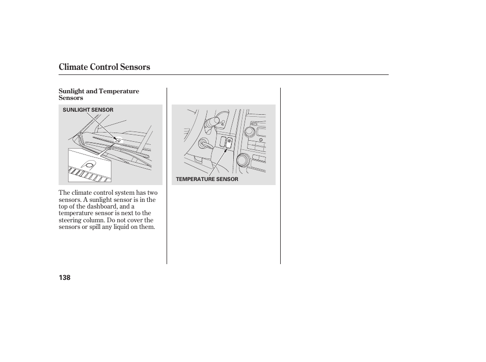 Climate control sensors | HONDA 2008 User Manual | Page 144 / 374