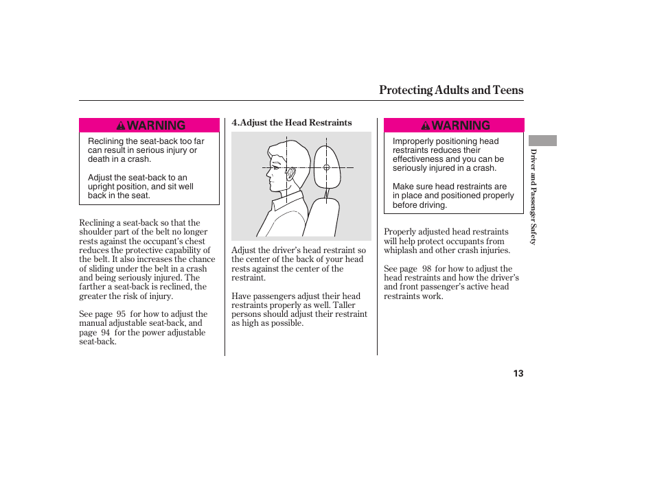 Protecting adults and teens | HONDA 2008 User Manual | Page 19 / 374