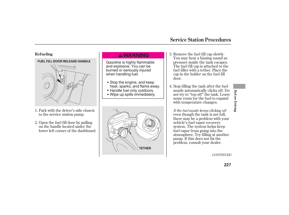 Service station procedures | HONDA 2008 User Manual | Page 233 / 374