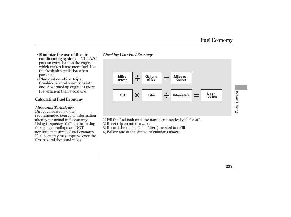 Fuel economy | HONDA 2008 User Manual | Page 239 / 374
