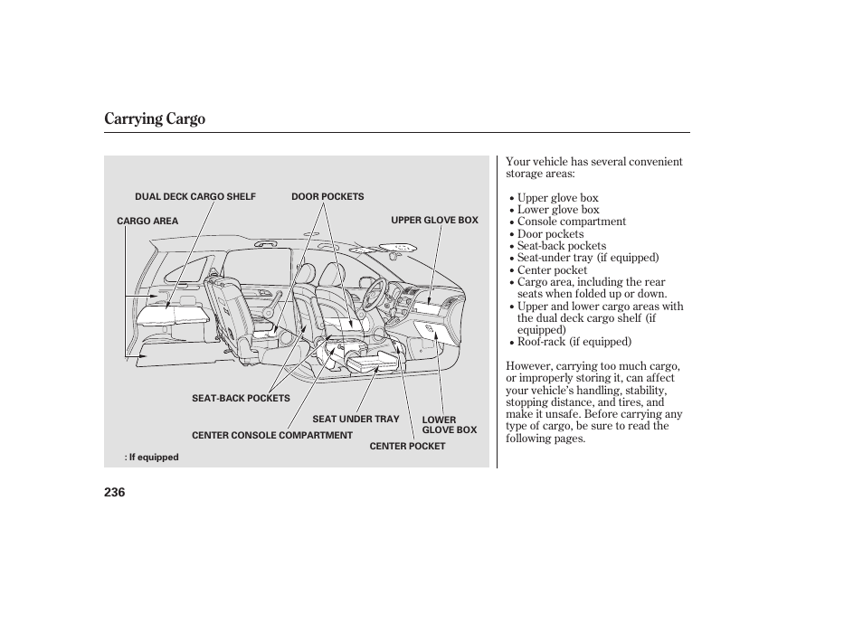 Carrying cargo | HONDA 2008 User Manual | Page 242 / 374