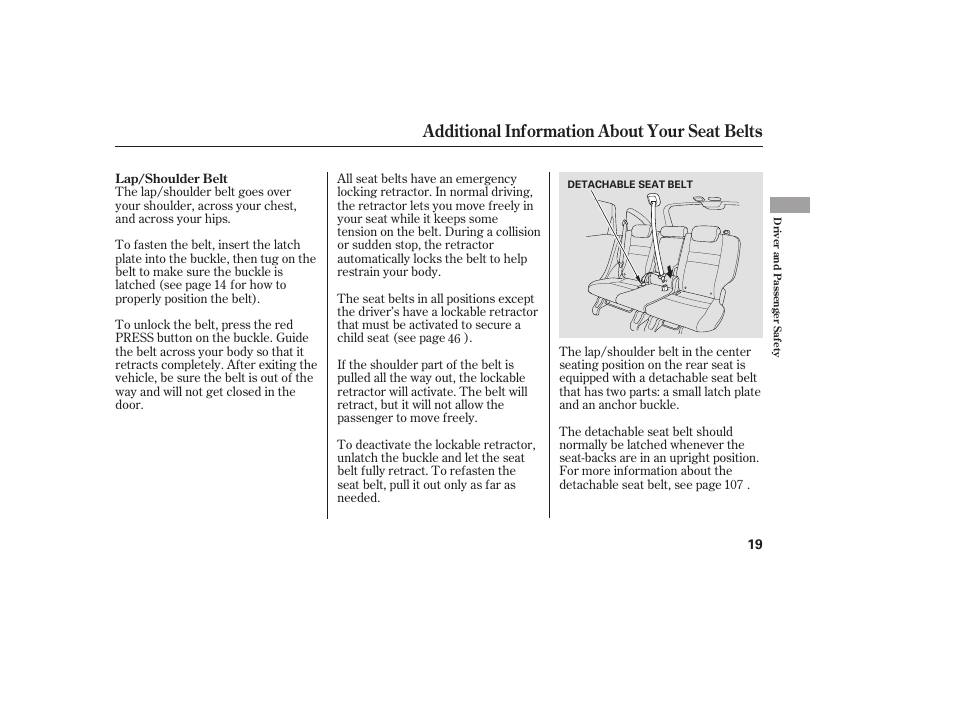 Additional information about your seat belts | HONDA 2008 User Manual | Page 25 / 374
