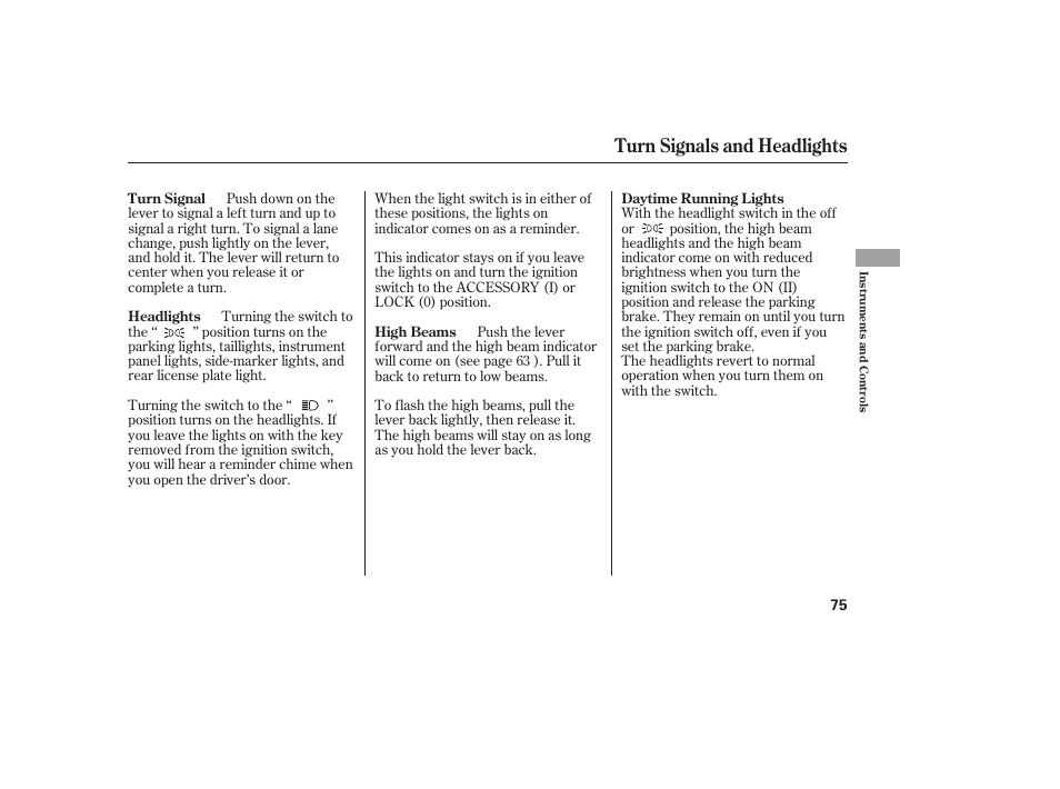 Turn signals and headlights | HONDA 2008 User Manual | Page 81 / 374