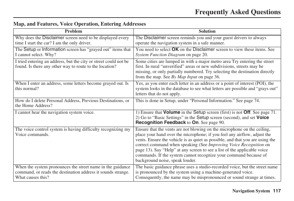 Frequently asked questions | HONDA 2008 Civic Navigation User Manual | Page 118 / 145