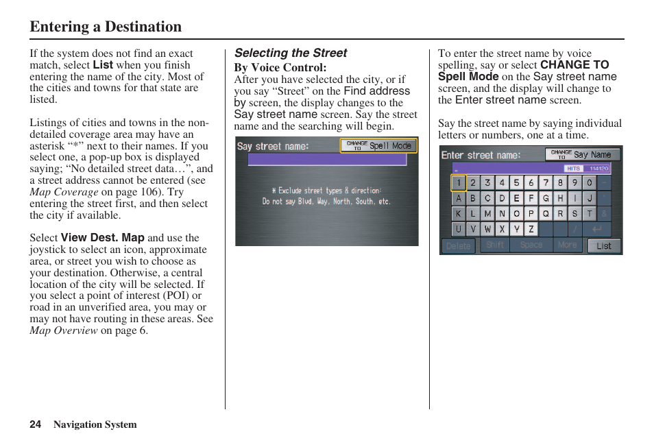 Entering a destination | HONDA 2008 Civic Navigation User Manual | Page 25 / 145