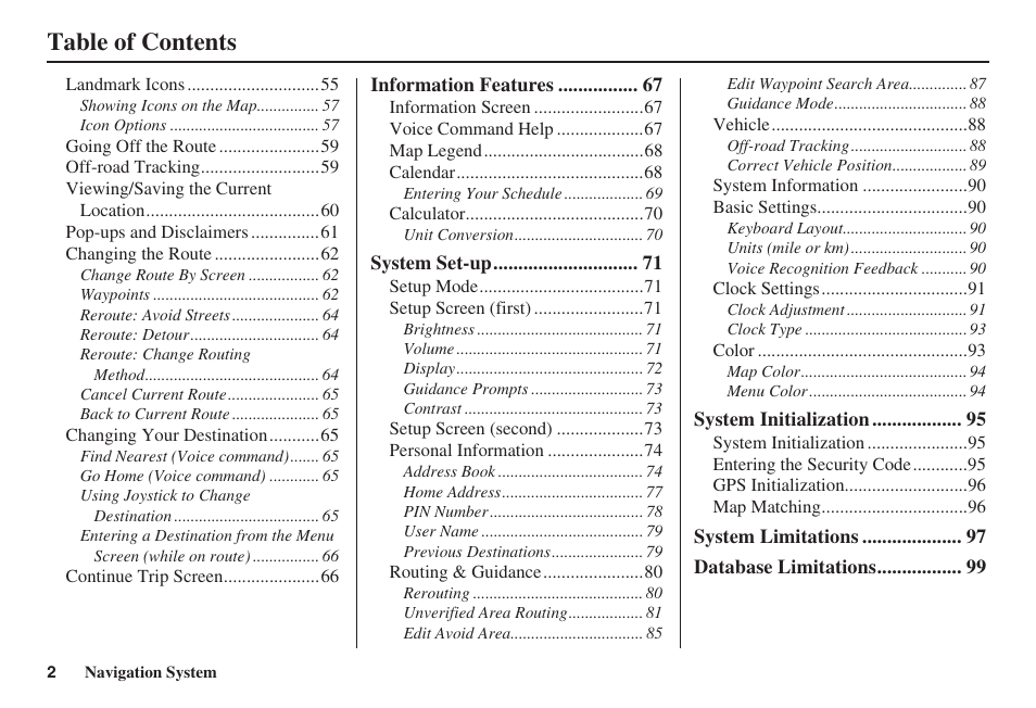 HONDA 2008 Civic Navigation User Manual | Page 3 / 145