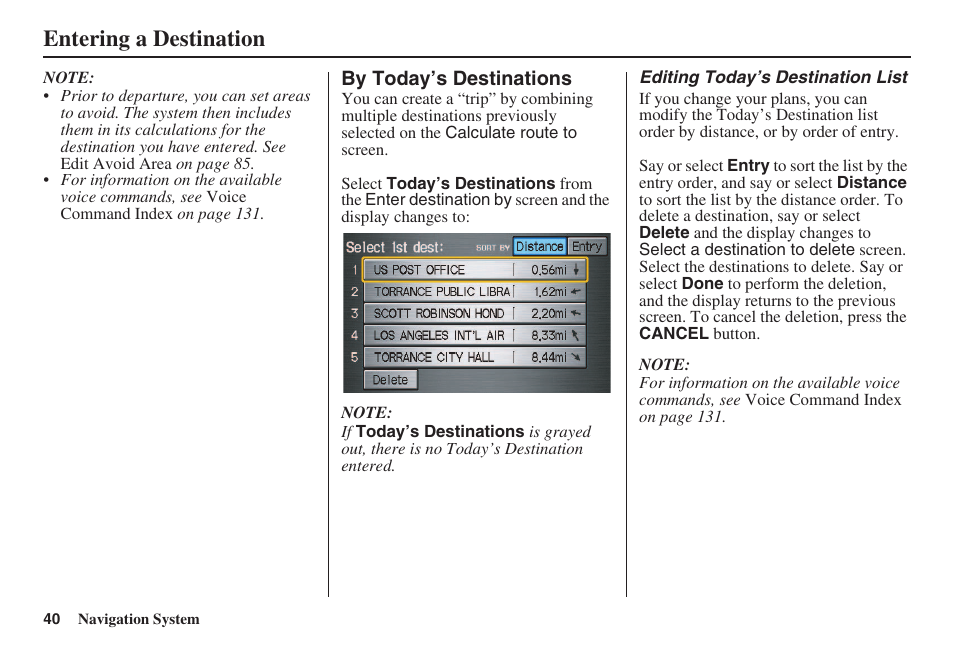Entering a destination | HONDA 2008 Civic Navigation User Manual | Page 41 / 145