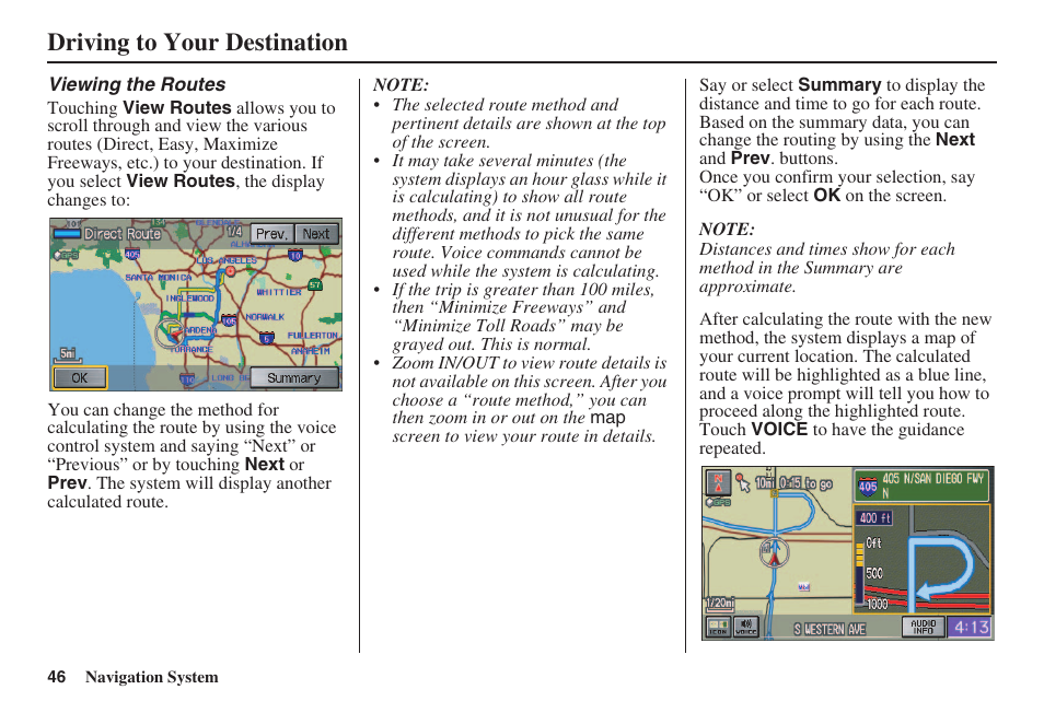 Driving to your destination | HONDA 2008 Civic Navigation User Manual | Page 47 / 145