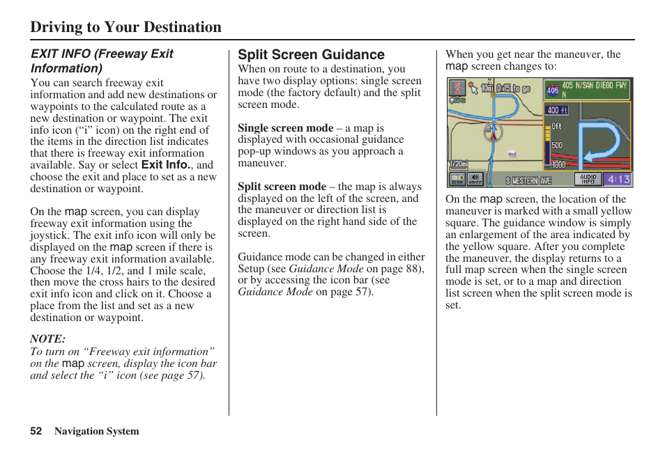 Driving to your destination | HONDA 2008 Civic Navigation User Manual | Page 53 / 145