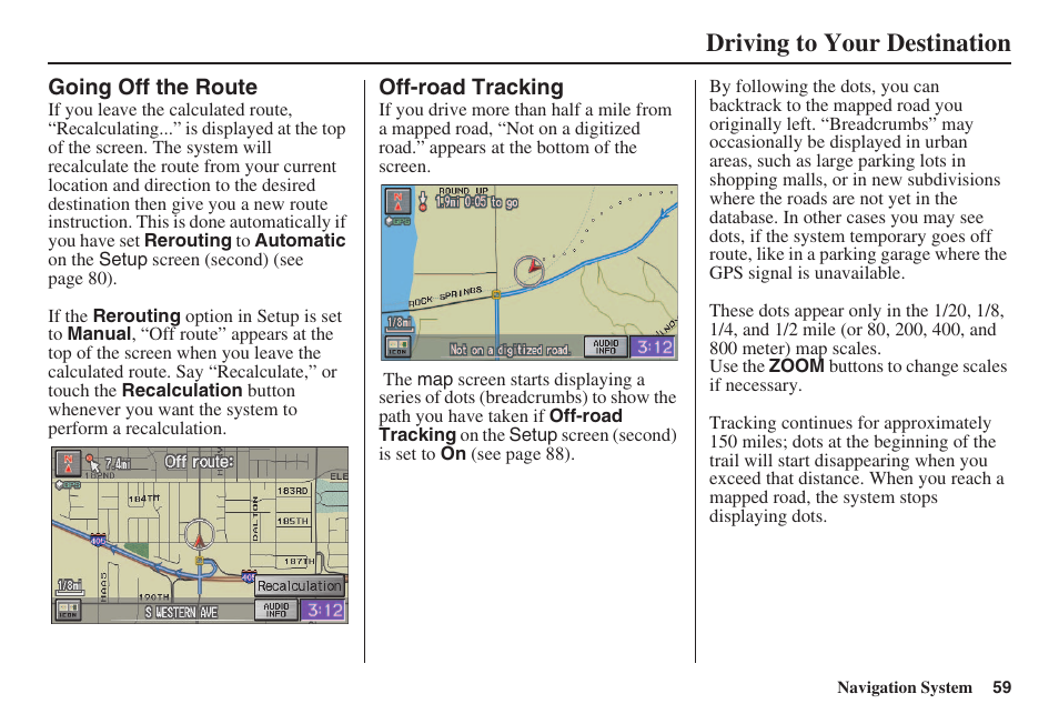 Driving to your destination | HONDA 2008 Civic Navigation User Manual | Page 60 / 145