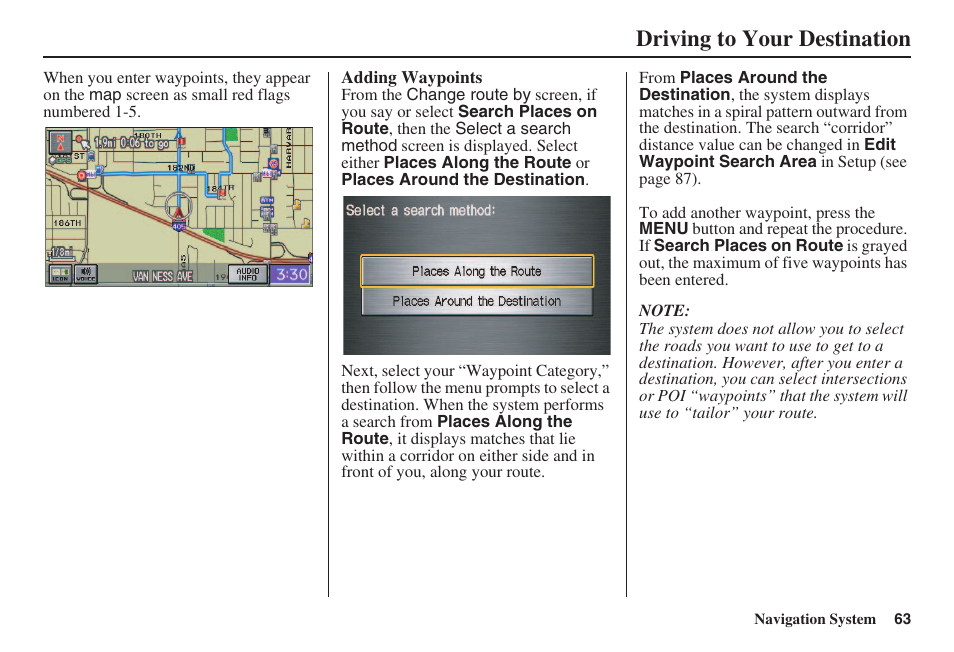 Driving to your destination | HONDA 2008 Civic Navigation User Manual | Page 64 / 145