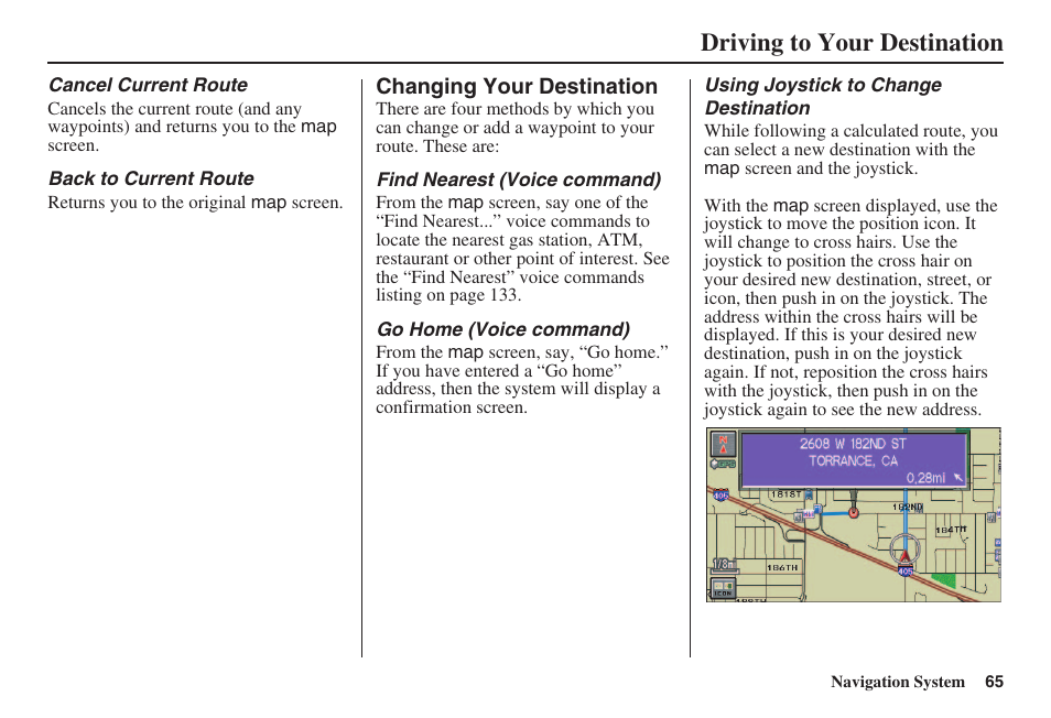 Driving to your destination | HONDA 2008 Civic Navigation User Manual | Page 66 / 145