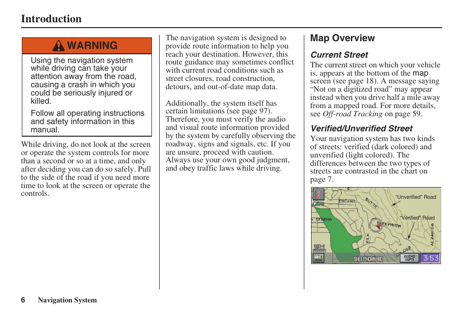 Introduction, Warning | HONDA 2008 Civic Navigation User Manual | Page 7 / 145